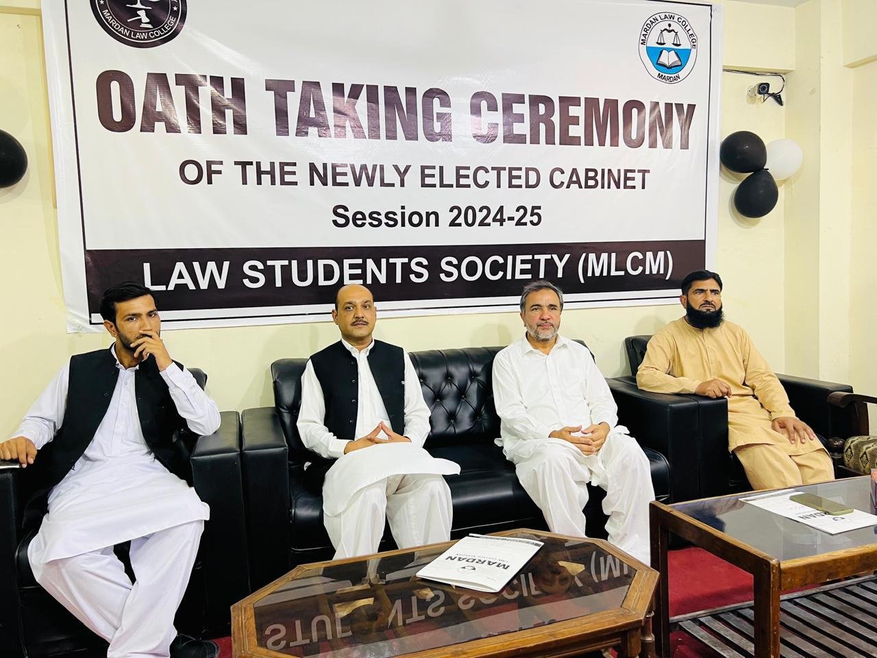 Oath taking ceremony of the Law Students Society cabinet at Mardan Law College